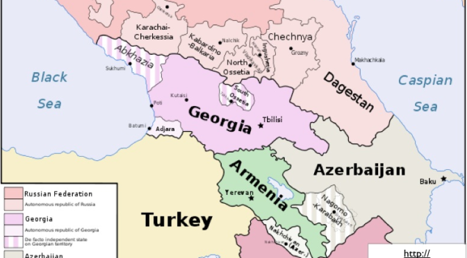 The political map of South Caucasus 