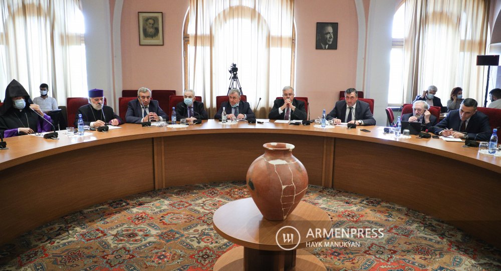 Opening speeches of the “Armenia and the Region, Lessons, Evaluations, and Perspectives Dedicated to the Centennial of the Moscow and Kars Agreements (1921)” international conference at the National Academy of Sciences in Yerevan, Hayk Manukyan, Armenpress, October 19, 2021.