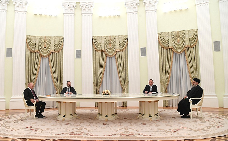 Russian President Vladimir Putin meets with President of Iran Sayyid Ebrahim Raisi in Moscow, January 19, 2022