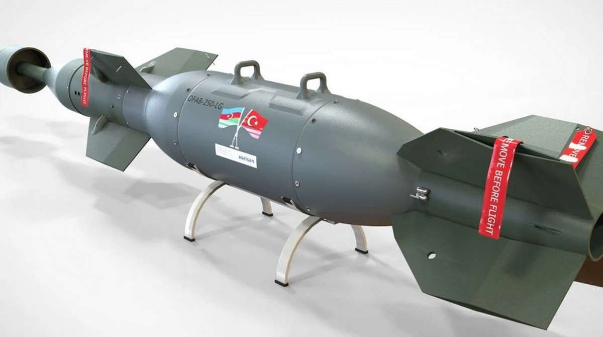 The joint Turkish-Azerbaijani-made QFAB-250 LG guided air bomb tweeted by Fuad Shahbazov (August 3, 2022)